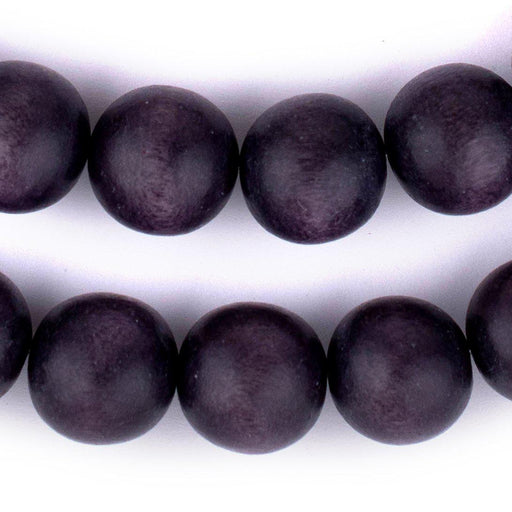 Dark Grey Round Natural Wood Beads (18mm) - The Bead Chest