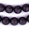 Dark Grey Round Natural Wood Beads (18mm)
