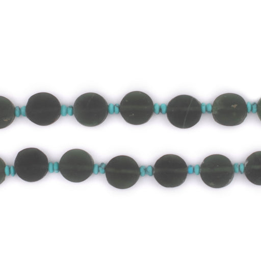 Dark Green Flat Circular Afghan Jade Beads (8mm) - The Bead Chest