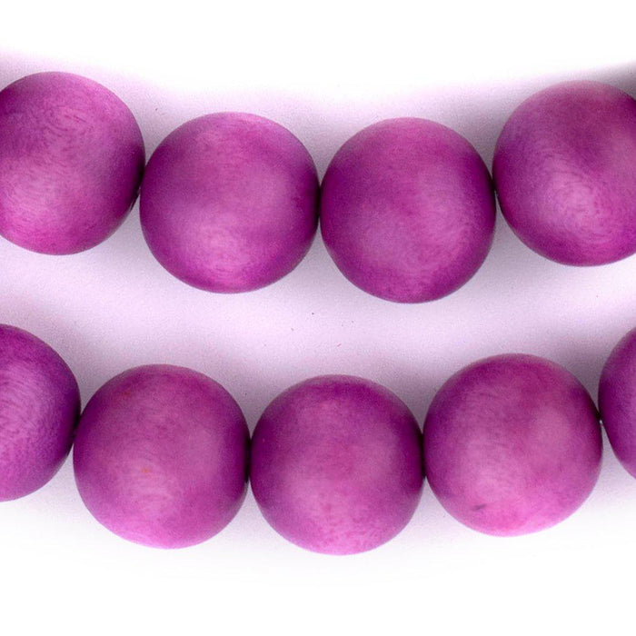 Magenta Round Natural Wood Beads (18mm) - The Bead Chest