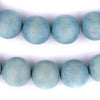 Light Blue Round Natural Wood Beads (18mm)