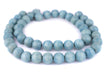 Light Blue Round Natural Wood Beads (18mm) - The Bead Chest