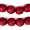 Red Round Natural Wood Beads (18mm)