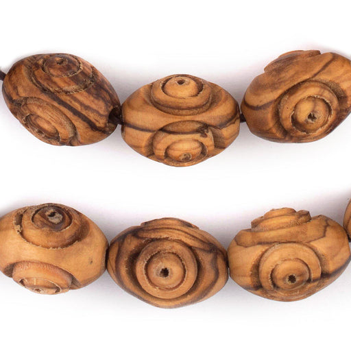 Carved Oval Olive Wood Beads from Bethlehem (20x14mm) - The Bead Chest