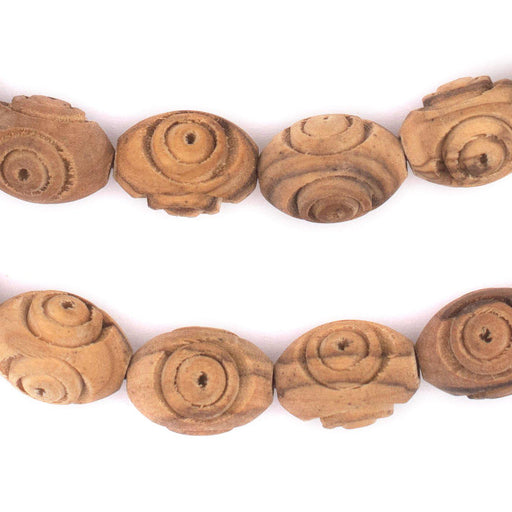 Carved Oval Olive Wood Beads from Bethlehem (16x12mm) - The Bead Chest