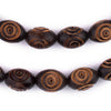 Carved Vintage-Style Light Eye Oval Olive Wood Beads from Bethlehem (16x12mm)