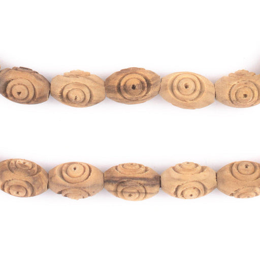 Carved Oval Olive Wood Beads from Bethlehem (12x8mm) - The Bead Chest