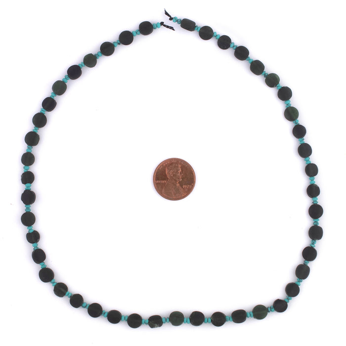 Dark Green Flat Circular Serpentine Beads (6mm) - The Bead Chest