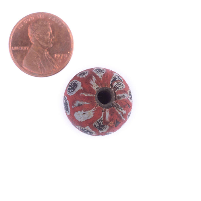 Red Antique-Style Java Eye Glass Bead (Single Bead, 20mm) - The Bead Chest
