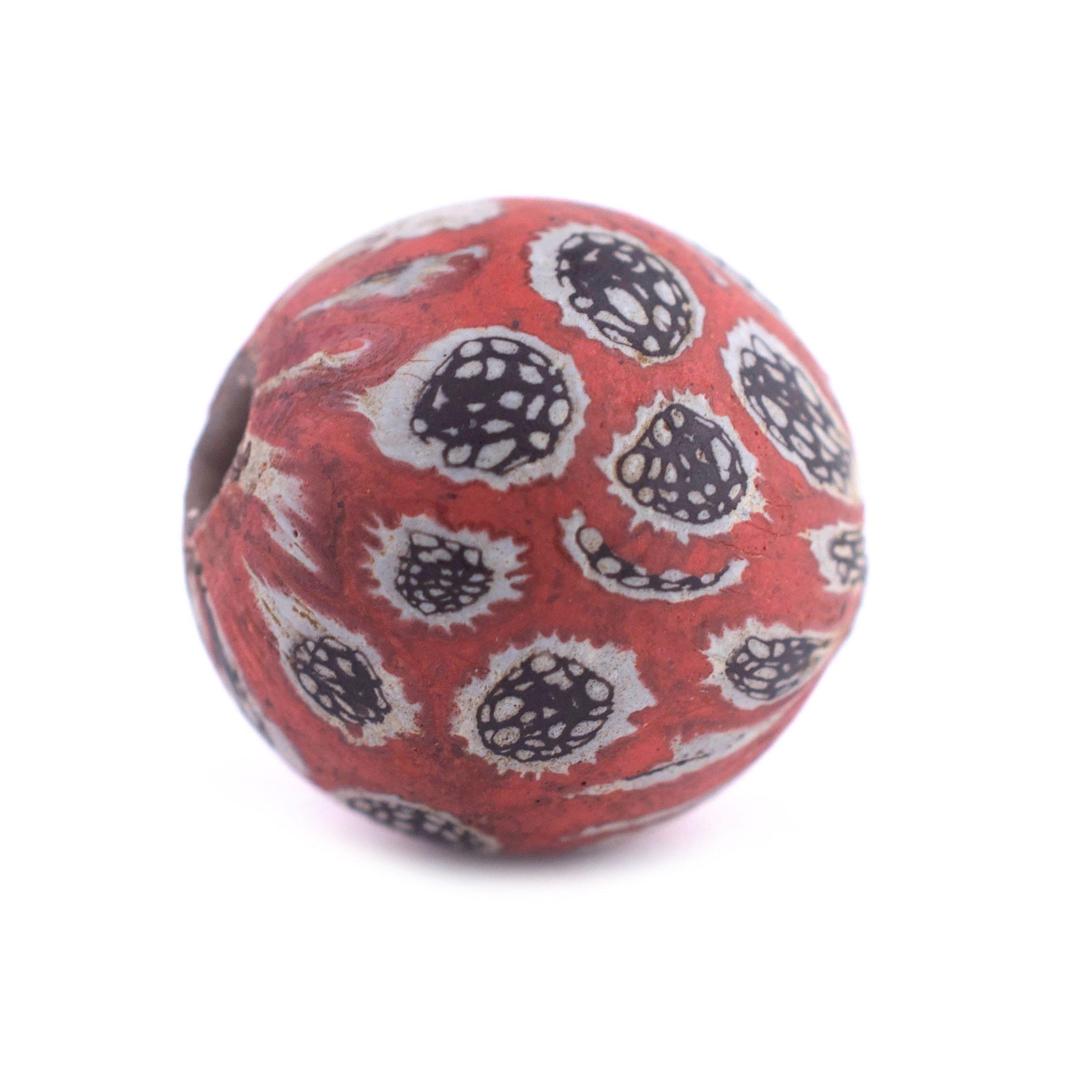 Red Antique-Style Java Eye Glass Bead (Single Bead, 20mm) — The Bead Chest