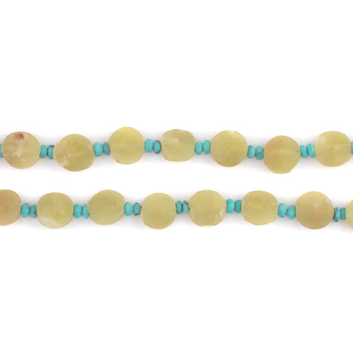 Greenish Yellow Flat Circular Afghan Jade Beads (6mm) - The Bead Chest
