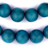 Aqua Blue Round Natural Wood Beads (18mm)