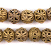 Geometric Round Brass Filigree Beads (16x18mm)