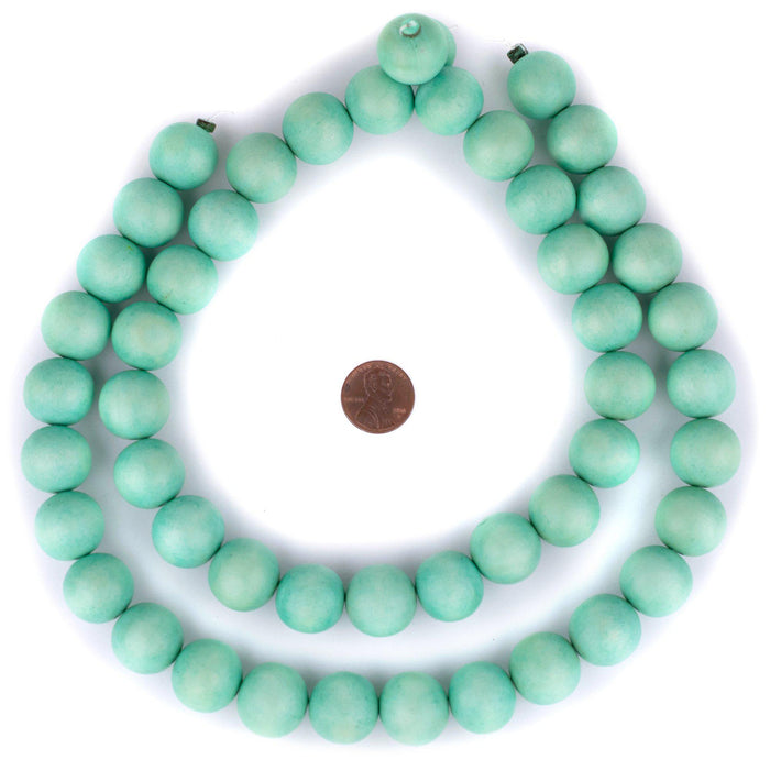 Pistachio Green Round Natural Wood Beads (18mm) - The Bead Chest