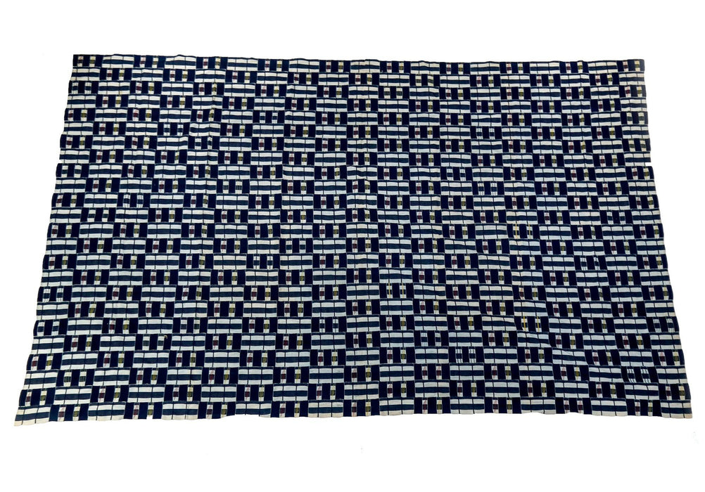 Vintage Handwoven Blue & White Ewe Kente Cloth #10390 - The Bead Chest