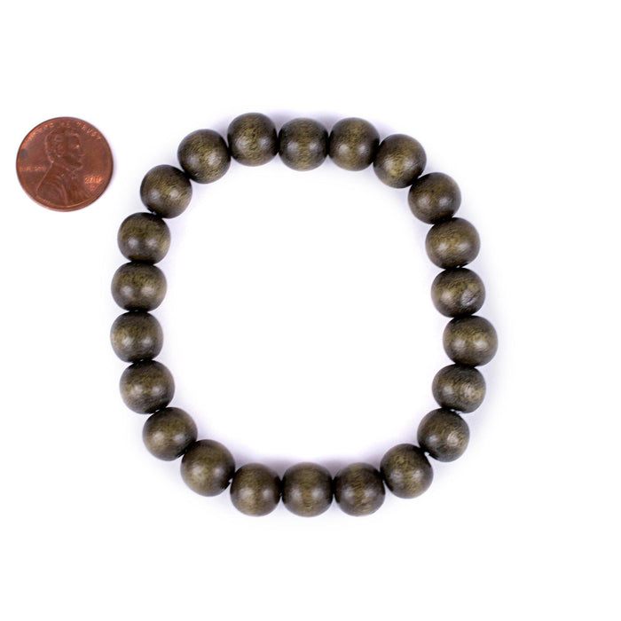 Olive Green Wood Bracelet (10mm) - The Bead Chest