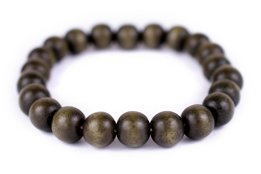 Olive Green Wood Bracelet (10mm) - The Bead Chest