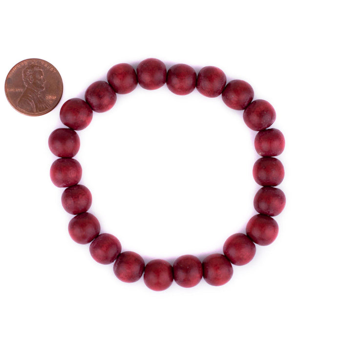 Cherry Red Wood Bracelet (10mm) - The Bead Chest