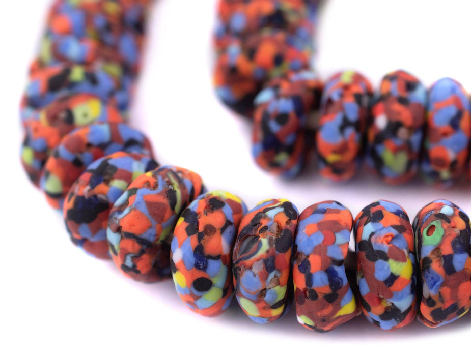 Bright Medley Jumbo Fused Rondelle Recycled Glass Beads (20mm) - The Bead Chest