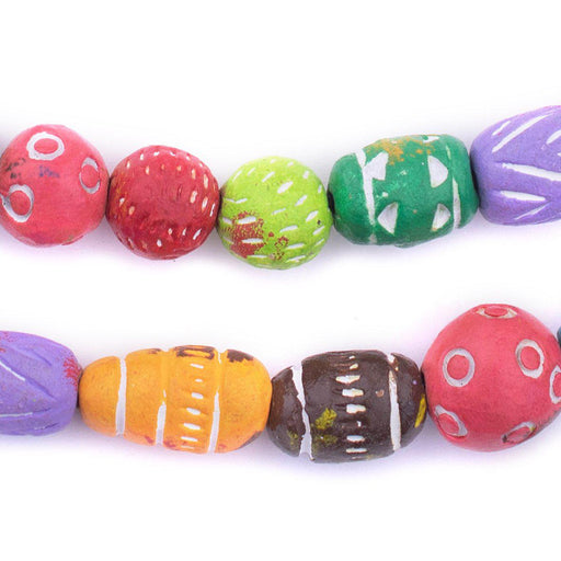 Bright Multicolor Patterned Terracotta Beads (10-15mm) - The Bead Chest