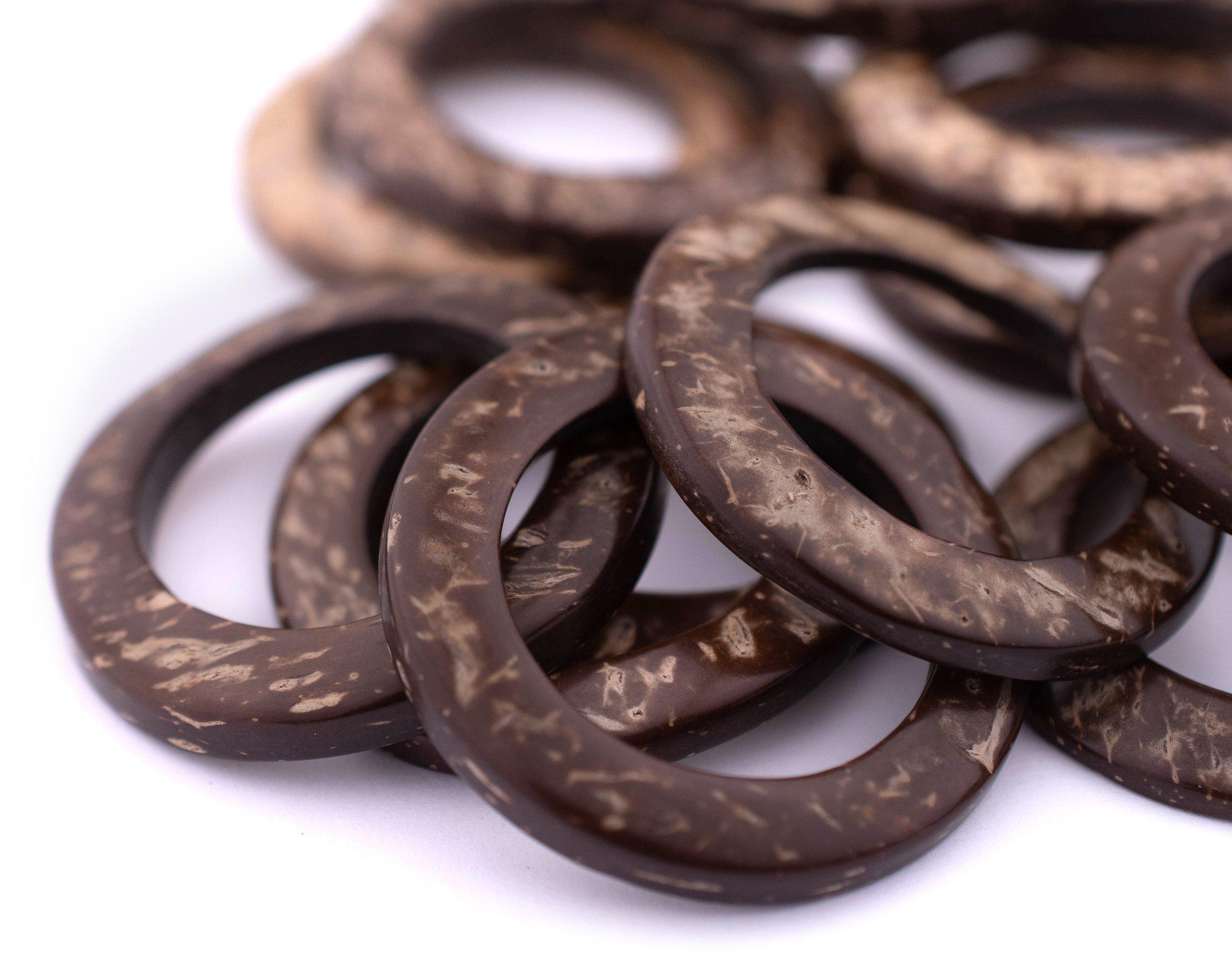Natural Coconut Shell Ring Pendants (35mm, Set of 20) | The Bead Chest