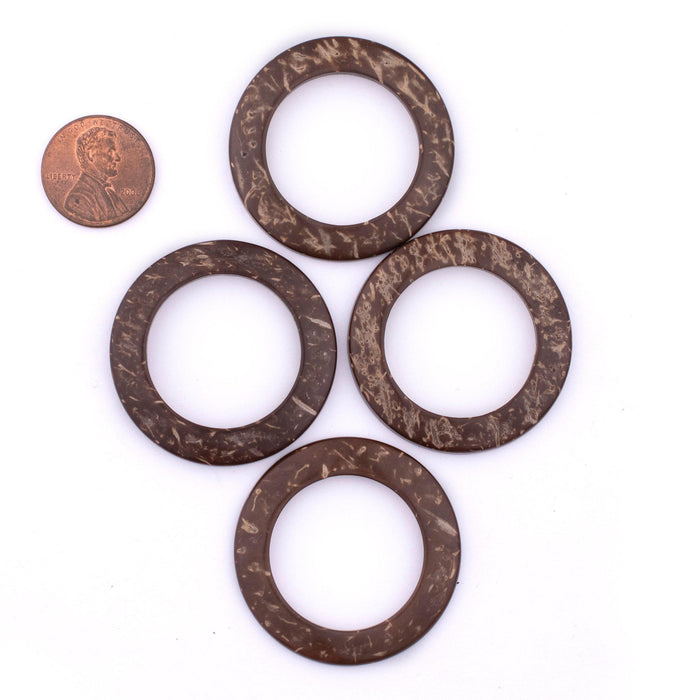 Natural Coconut Shell Ring Pendants (35mm, Set of 20) - The Bead Chest