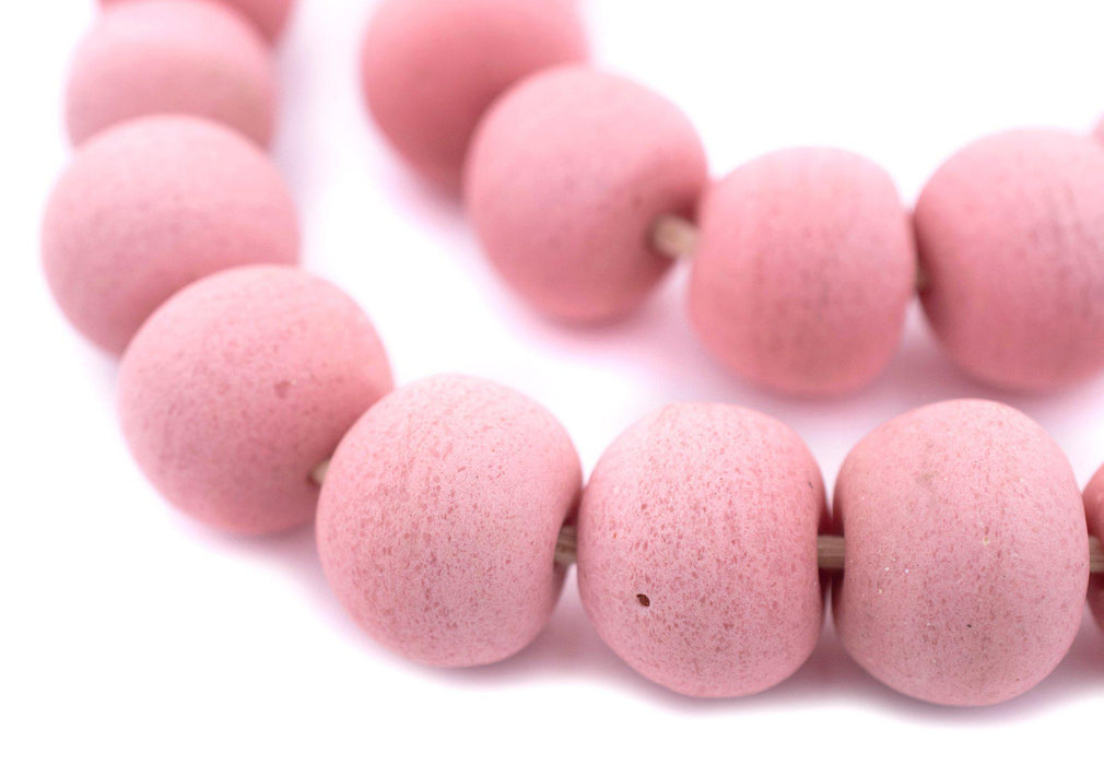 Jumbo Opaque Pink Recycled Glass Beads (27mm) - The Bead Chest