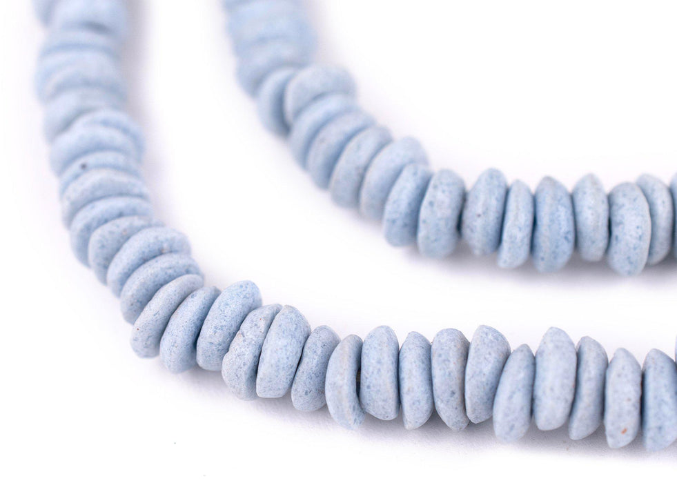 Light Aqua Ashanti Glass Saucer Beads (10mm) - The Bead Chest