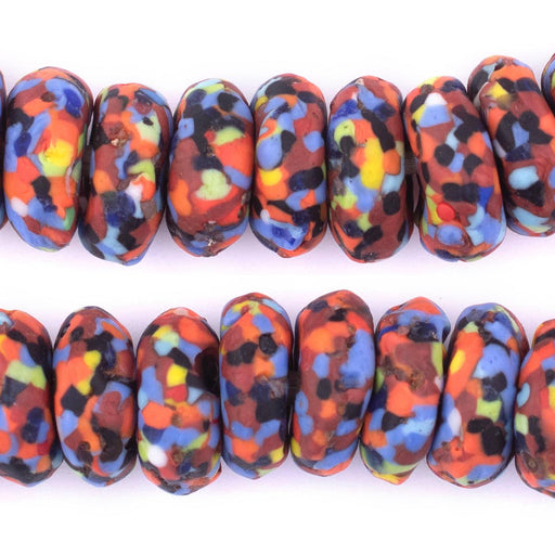 Bright Medley Jumbo Fused Rondelle Recycled Glass Beads (20mm) - The Bead Chest