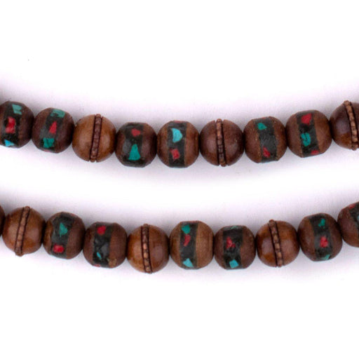 Dark Inlaid Sandalwood Mala Beads (8mm) - The Bead Chest