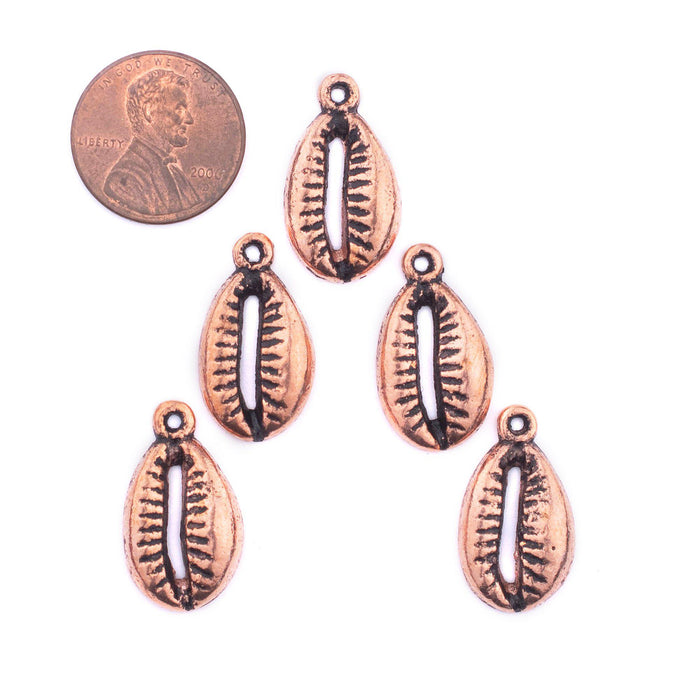 Copper Cowrie Shell Charms (Set of 5) - The Bead Chest