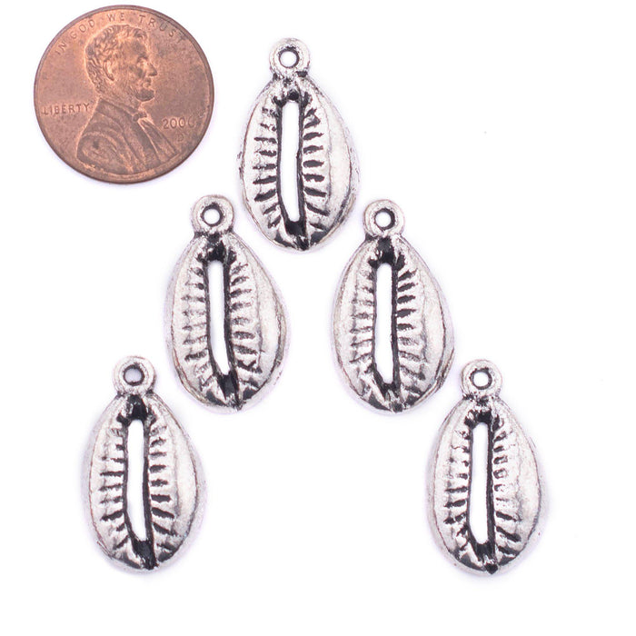 Silver Cowrie Shell Charms (Set of 5) - The Bead Chest