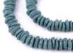 Dark Aqua Ashanti Glass Saucer Beads (10mm) - The Bead Chest