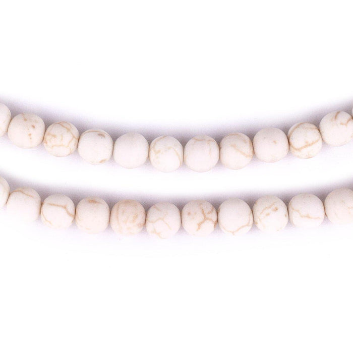 Matte Round White Calcatta-Style Stone Beads (6mm) - The Bead Chest