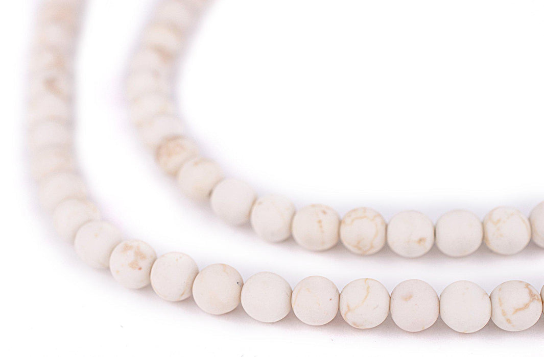 Matte Round White Calcatta-Style Stone Beads (6mm) - The Bead Chest