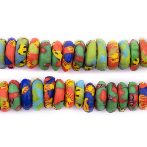 Spring Medley Fused Rondelle Recycled Glass Beads (13mm) - The Bead Chest