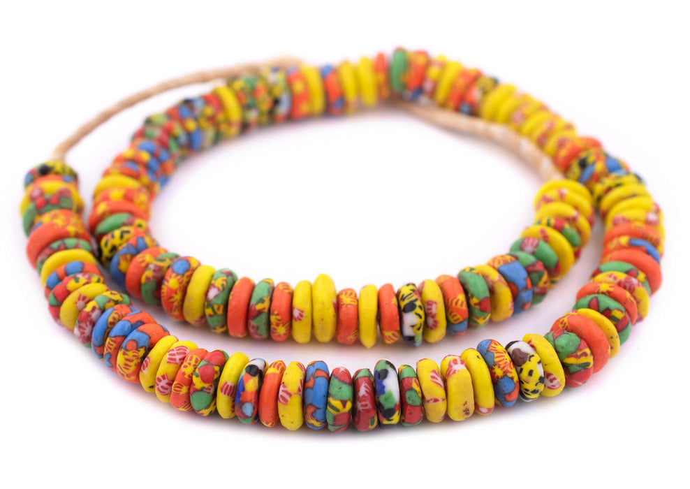 Accra Medley Fused Rondelle Recycled Glass Beads (12mm) - The Bead Chest