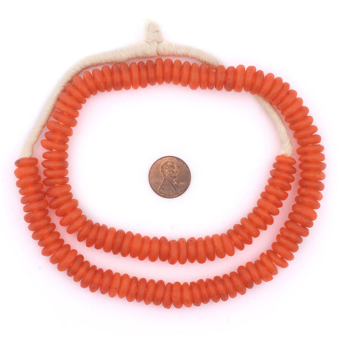 Papaya Orange Rondelle Recycled Glass Beads (12mm) - The Bead Chest