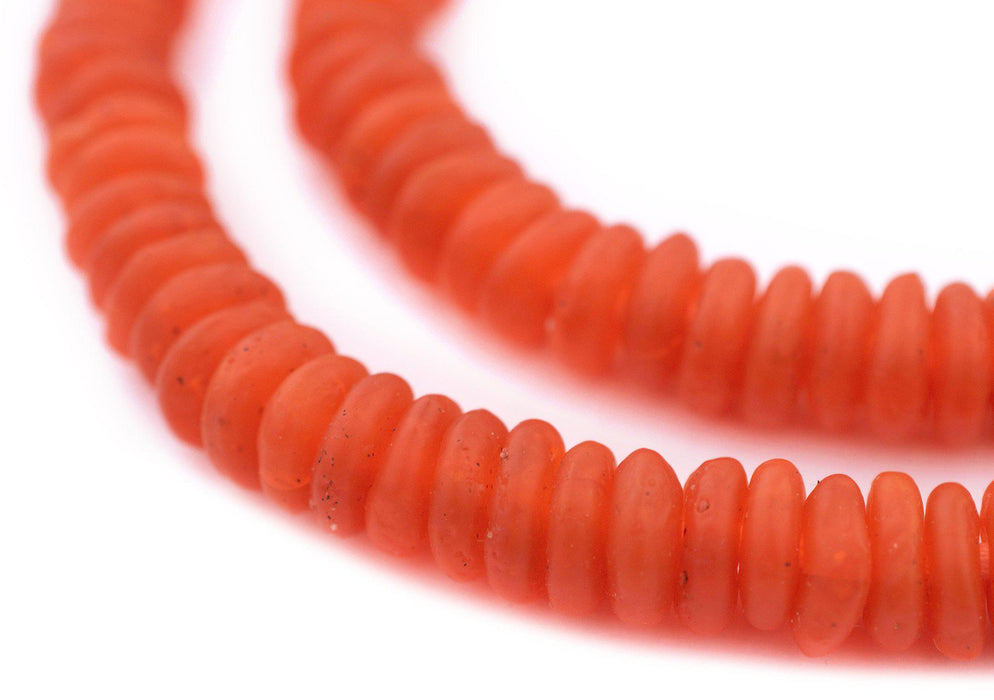 Papaya Orange Rondelle Recycled Glass Beads (12mm) - The Bead Chest