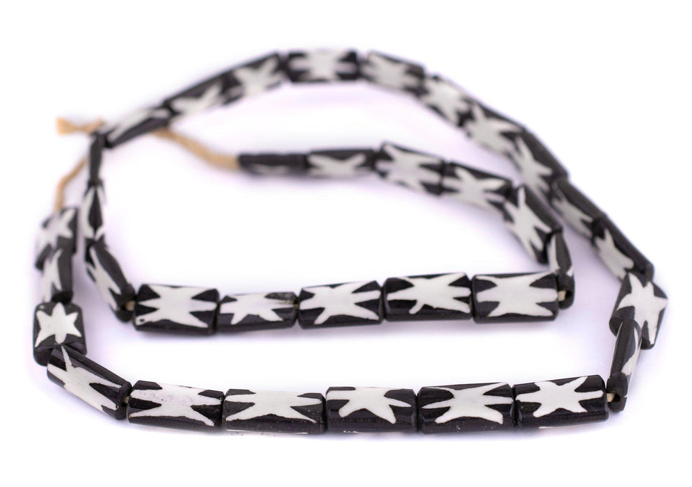 Star Design Batik Bone Beads (Rectangular) - The Bead Chest