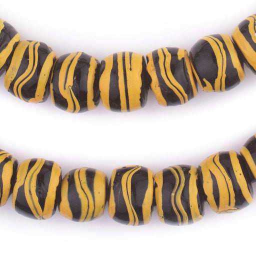 Black & Yellow Antique Venetian Rattlesnake Trade Beads - The Bead Chest