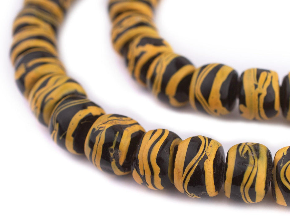 Black & Yellow Antique Venetian Rattlesnake Trade Beads - The Bead Chest