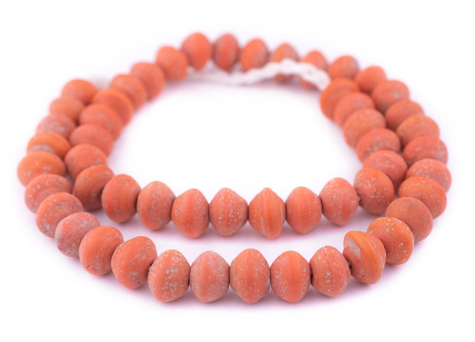 Opaque Orange Ancient Style Bicone Java Glass Beads (15mm) - The Bead Chest