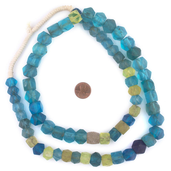 Mixed Aqua Vaseline Cube Beads - The Bead Chest
