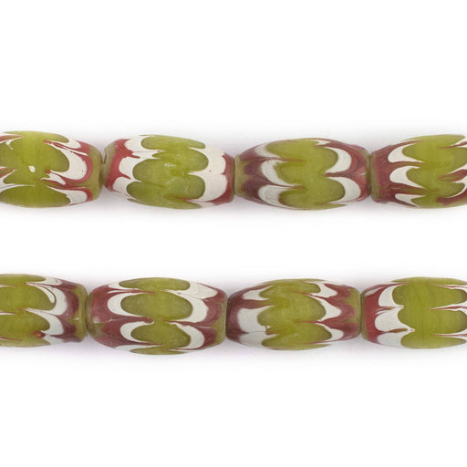 Lime Green Java Chevron Beads (16x10mm)