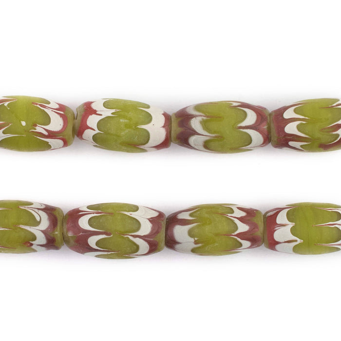 Lime Green Java Chevron Beads (16x10mm) - The Bead Chest