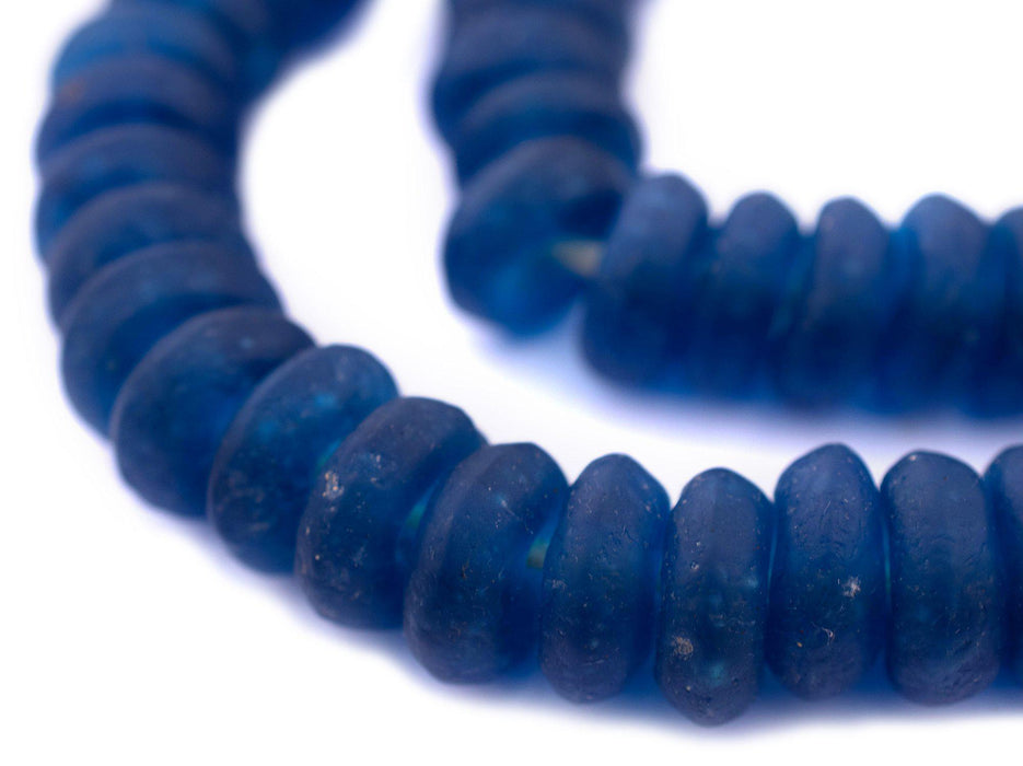Jumbo Dark Aqua Rondelle Recycled Glass Beads (20mm) - The Bead Chest