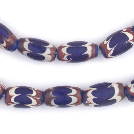 Blue Java Chevron Beads (16x10mm)