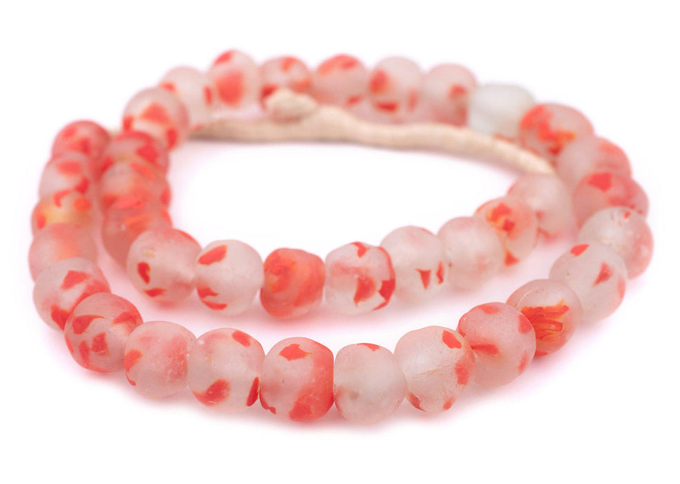 Speckled Neon Red Recycled Glass Beads (18mm) - The Bead Chest