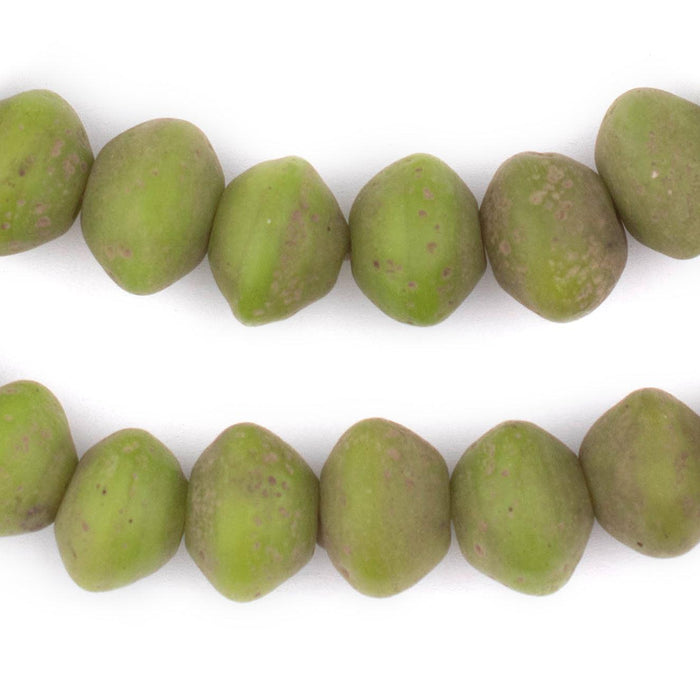 Lime Green Ancient Style Bicone Java Glass Beads (15mm) - The Bead Chest